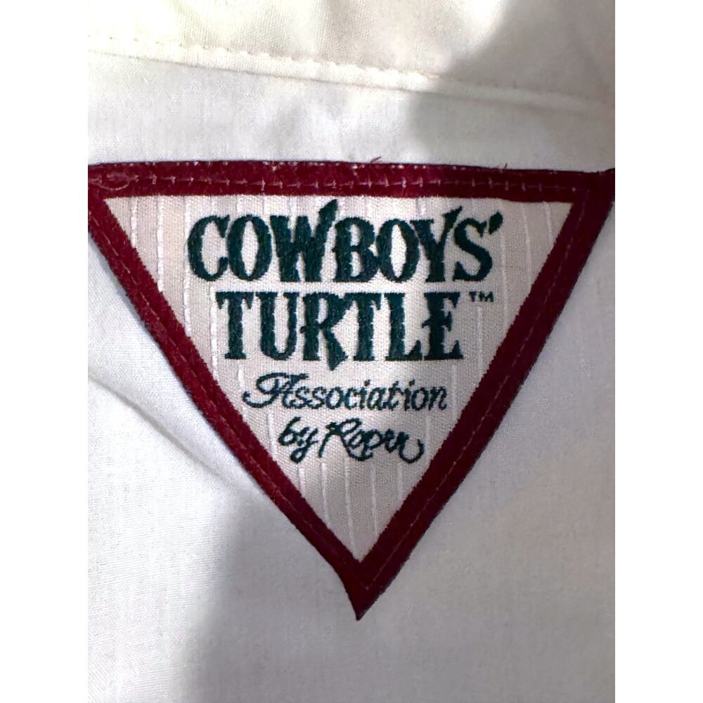 Vintage Cowboys Turtle Association by Roper Western Shirt Mens XL White Black - Picture 11 of 13